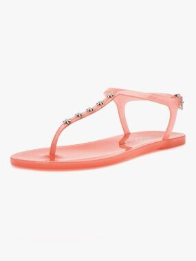 Katy Perry Collections Coral Jelly T-Strap Sandal with Rhinestones